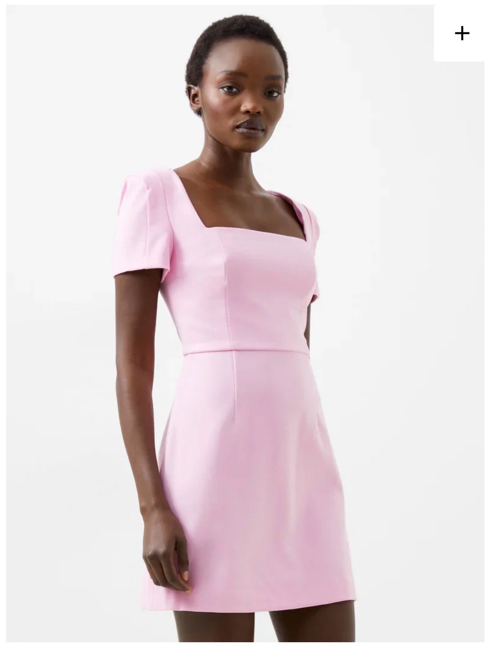 French Connection Pink Square-Neck Mini Dress